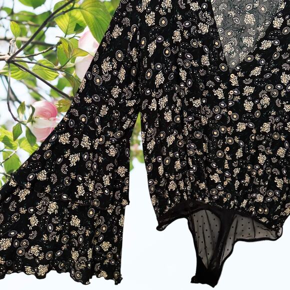 NWT - Free People Intimately Body Suit Black Floral Size: XS - Picture 6 of 6
